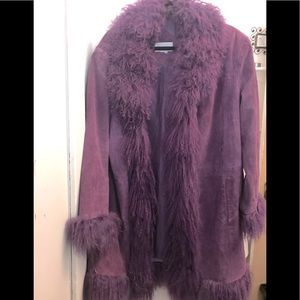 Vintage purple Jacket Coat with fur